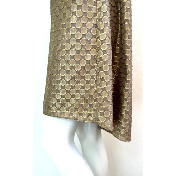 Erin Featherston Gold Sheath Dress Size 4 Small Metallic Circle Sleeveless NEW - Picture 8 of 9